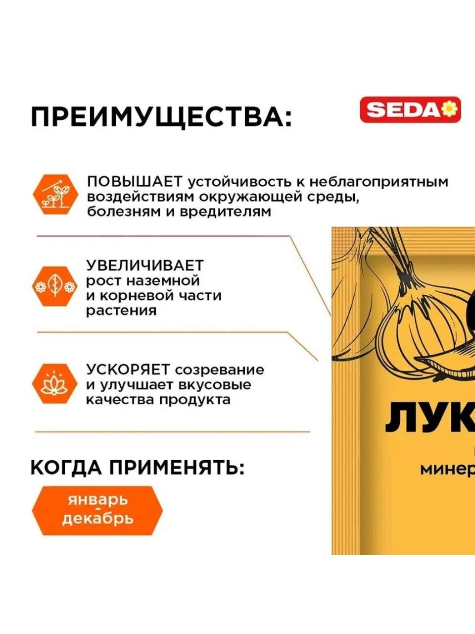 Удобрение д/лука и чеснока 1 кг  SEDA